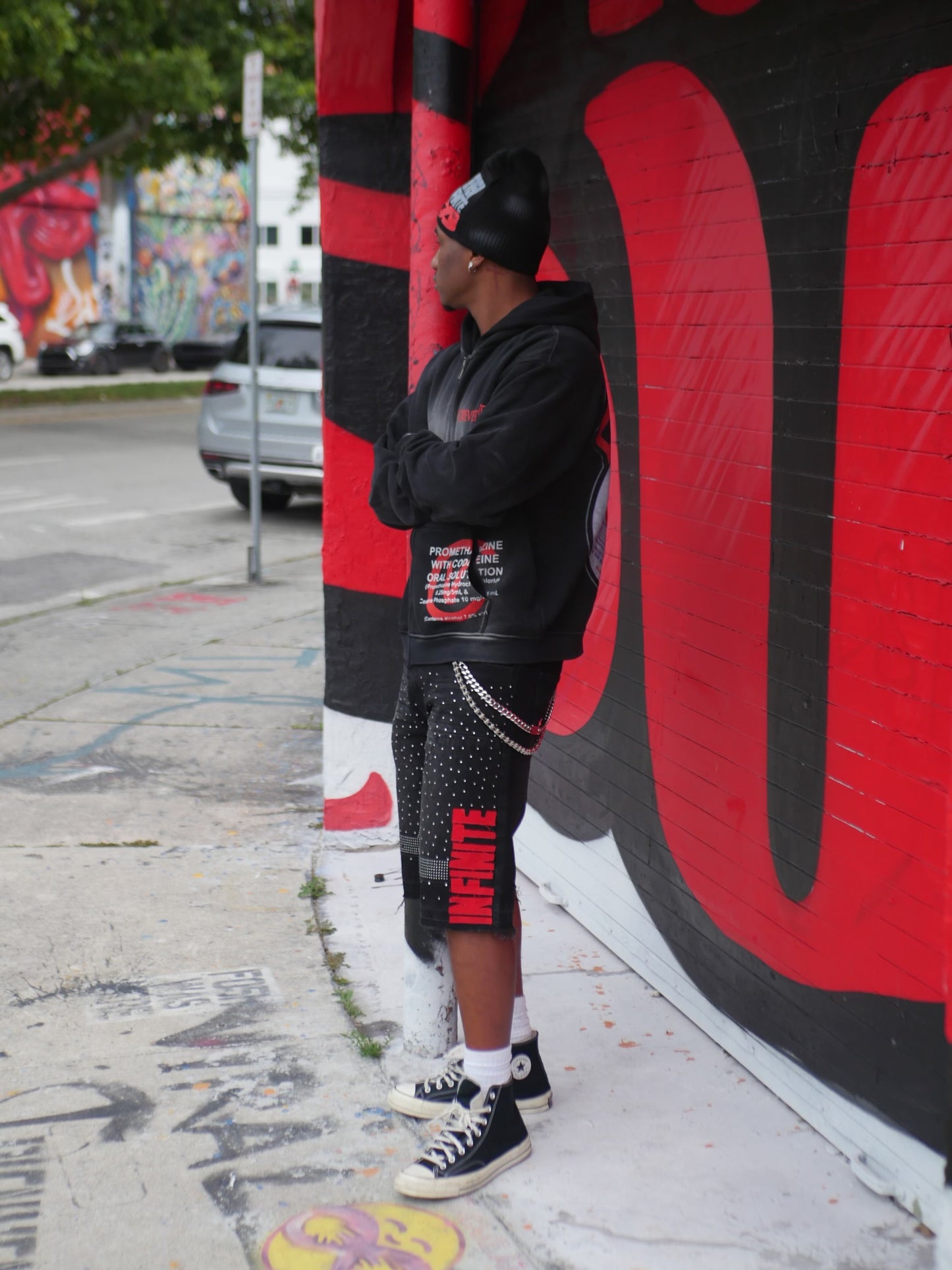 Black Infinite Rockstar Jean Shorts