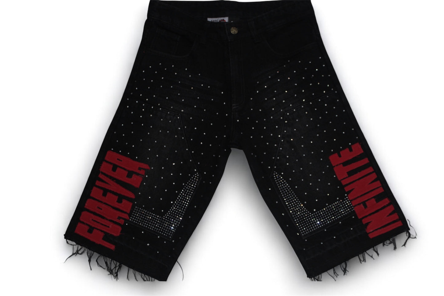 Black Infinite Rockstar Jean Shorts