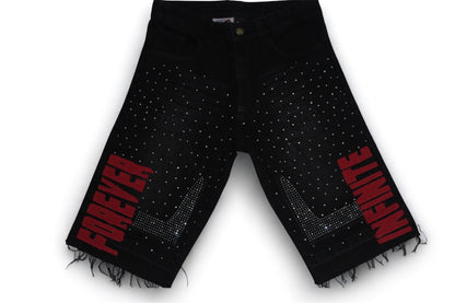 Black Infinite Rockstar Jean Shorts