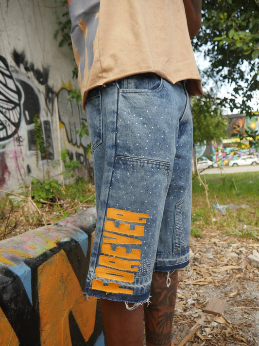 Blue Infinite Rockstar Jean Shorts